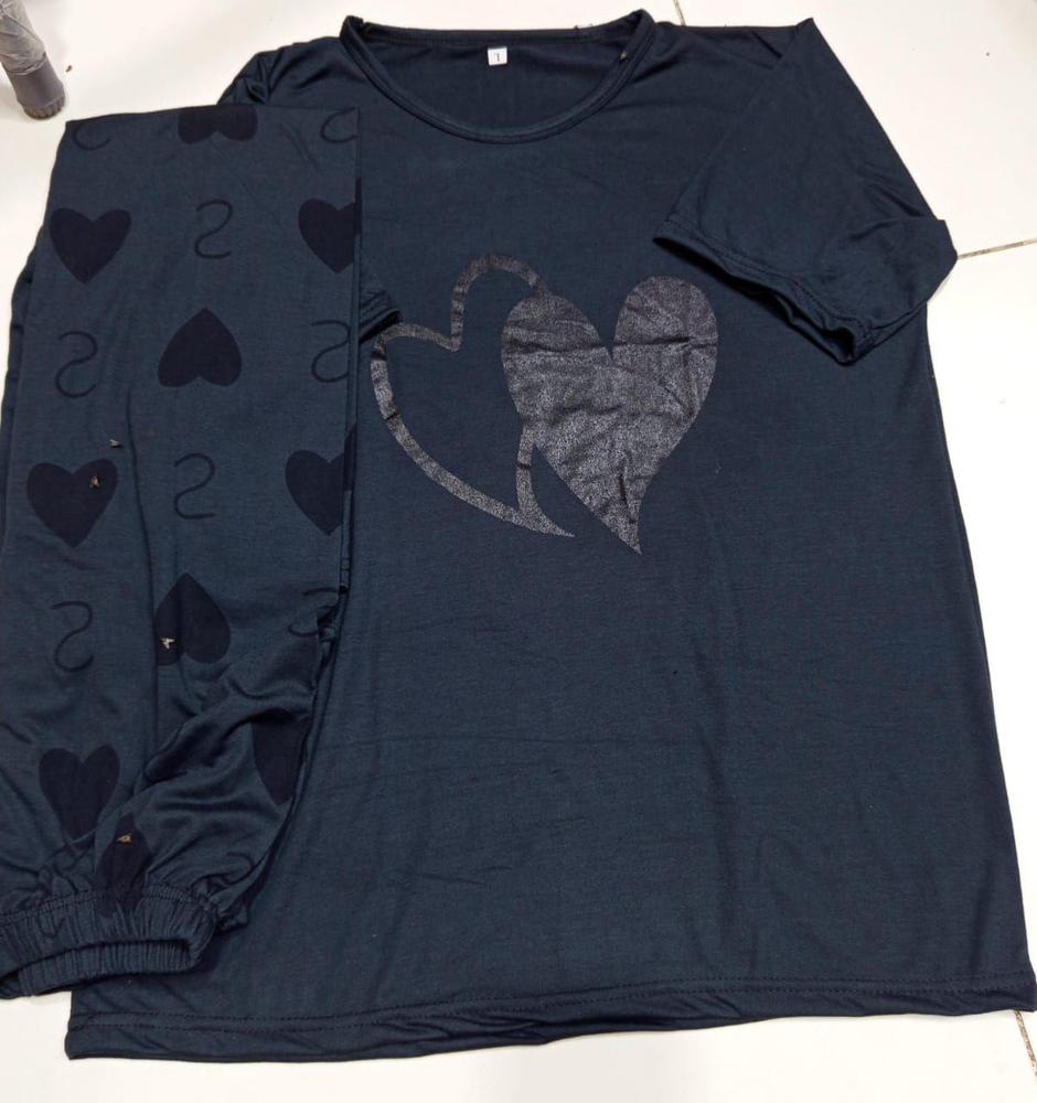 2 pcs women's stitched cotton jersey printed night suit 2 pcs women's stitched cotton jersey printed night suit