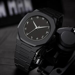 men's black stainless steel chain watch 1 pc