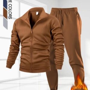 Home 2 pcs men's fleece plain zipper track suit (copy)