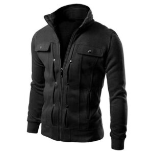 Home 1 pc men's fleece plain jacket mexican style black